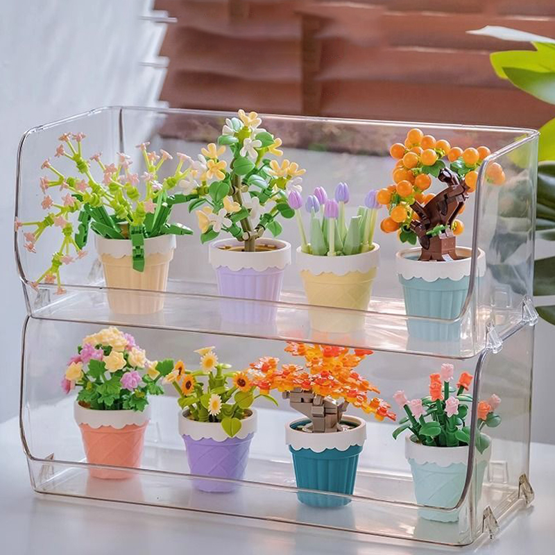 Đồ Chơi Lắp Ráp Hình Bông Hoa Mini Dễ Thương Sáng Tạo Trang Trí Bàn Làm Việc Cho