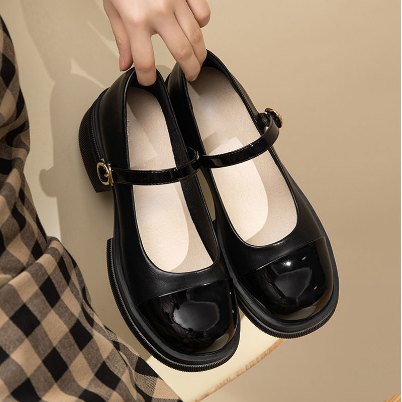 Giày búp bê nữ lolita đế PU 5 cm siêu nhẹ  giày oxford mũi vuông da bóng siêu đẹp mã L17