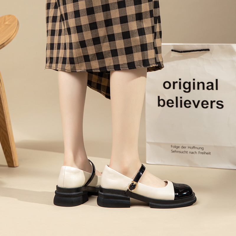 Giày búp bê nữ lolita đế PU 5 cm siêu nhẹ  giày oxford mũi vuông da bóng siêu đẹp mã L17