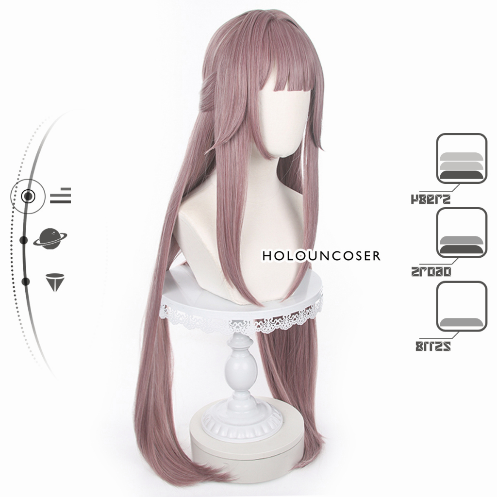 HOLOUN Honkai Star Rail Herta Cosplay Wig Kẹp Tóc Giả Bằng Sợi Tổng Hợp Chịu Nhiệt Có Thể Điều Chỉnh Hóa Trang Nhân Vật Herta Trong Trò Chơi Tiệc Halloween