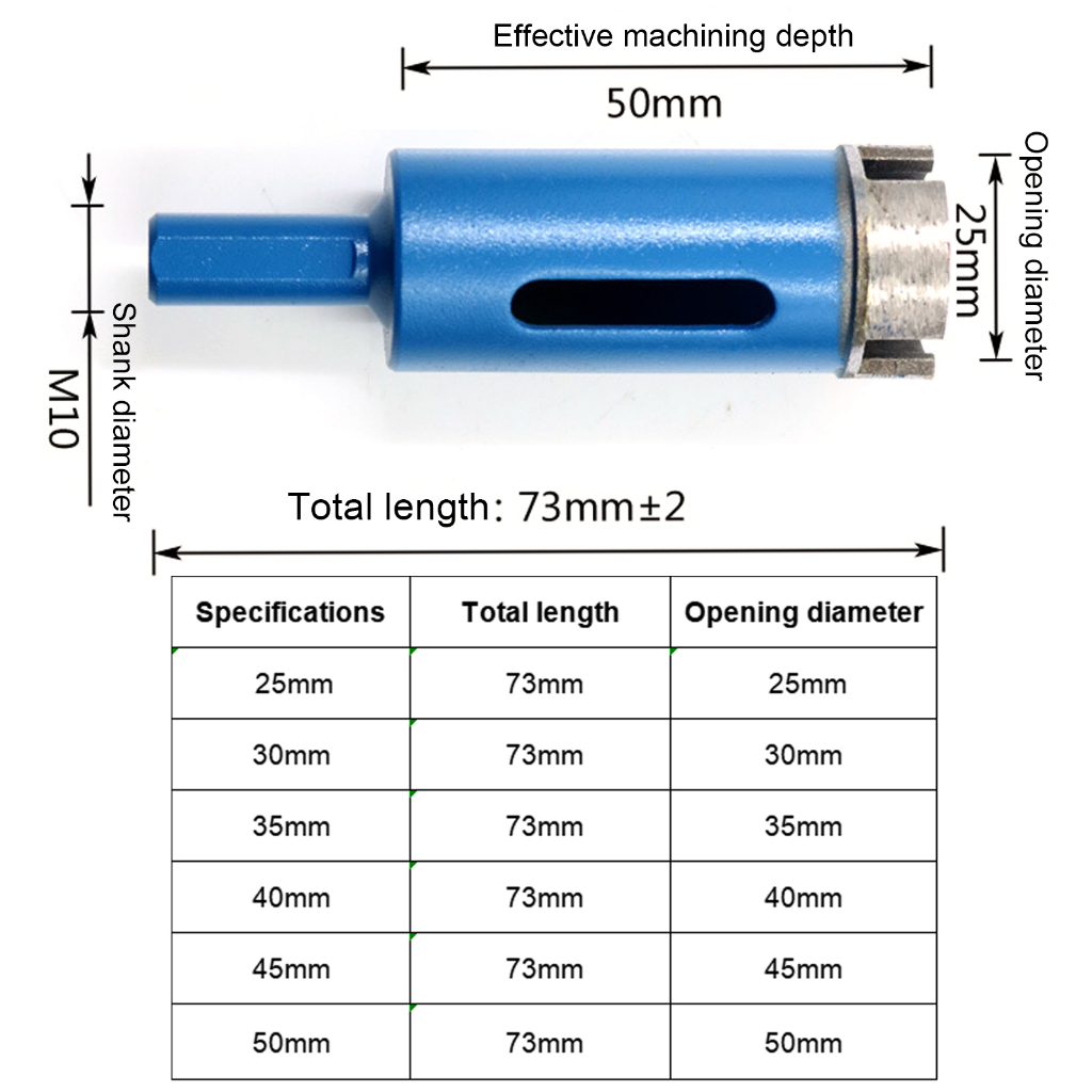 Mũi Khoan Lỗ 12-50mm Chuyên Dụng Cho Các Bề Mặt Kính / Gạch Men / Đá Hoa Cương