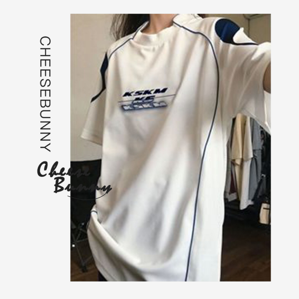 Cheesebunny Áo Thun Ngắn Tay Phong Cách retro Đường Phố Mỹ Thời Trang Mùa Hè Dành Cho Nữ