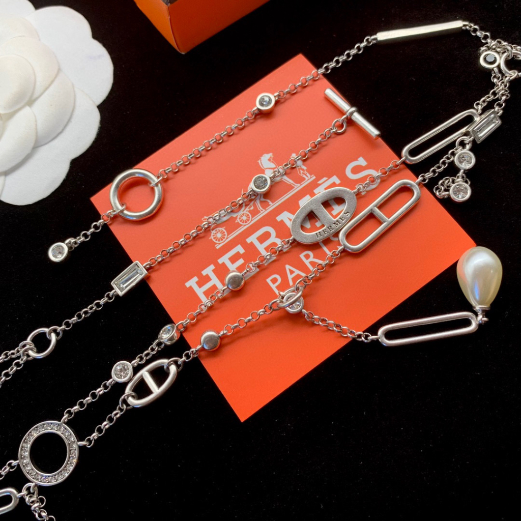 Vòng cổ Ngọc Trai Đôi Hình Mũi Heo Đính Kim Cương Nhân Tạo Sang Trọng Thời Trang Năm 2023