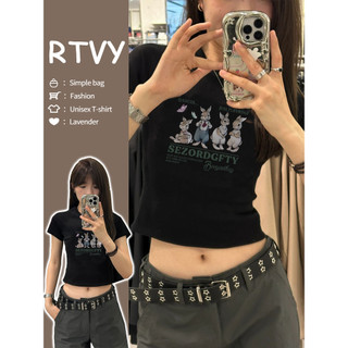 Áo Thun Croptop Tay Ngắn Cổ Tròn In Họa Tiết Phong Cách retro Mỹ Cho Nữ
