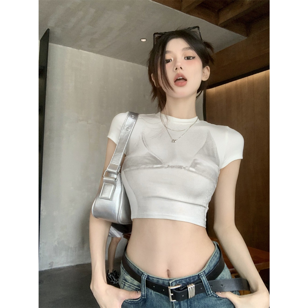 Áo Thun Ngắn Tay Dáng Ôm Thời Trang Mùa Hè Hàn Quốc Dành Cho Nữ