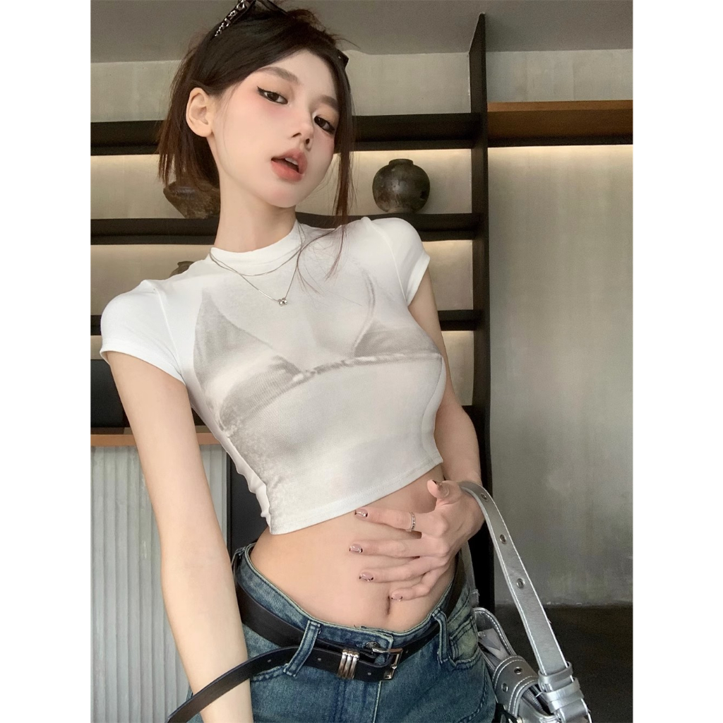 Áo Thun Ngắn Tay Dáng Ôm Thời Trang Mùa Hè Hàn Quốc Dành Cho Nữ