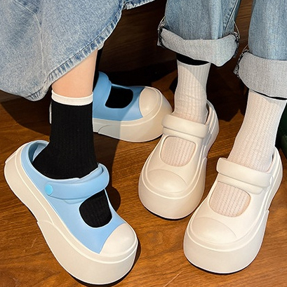 🔥đế cao 5cm🔥 Dép Sục cross Nữ Đế Dày Giày Mary Jane Giày Bánh Mì Thời Trang Mùa Hè 2023 Đi Biển HZFWS0675