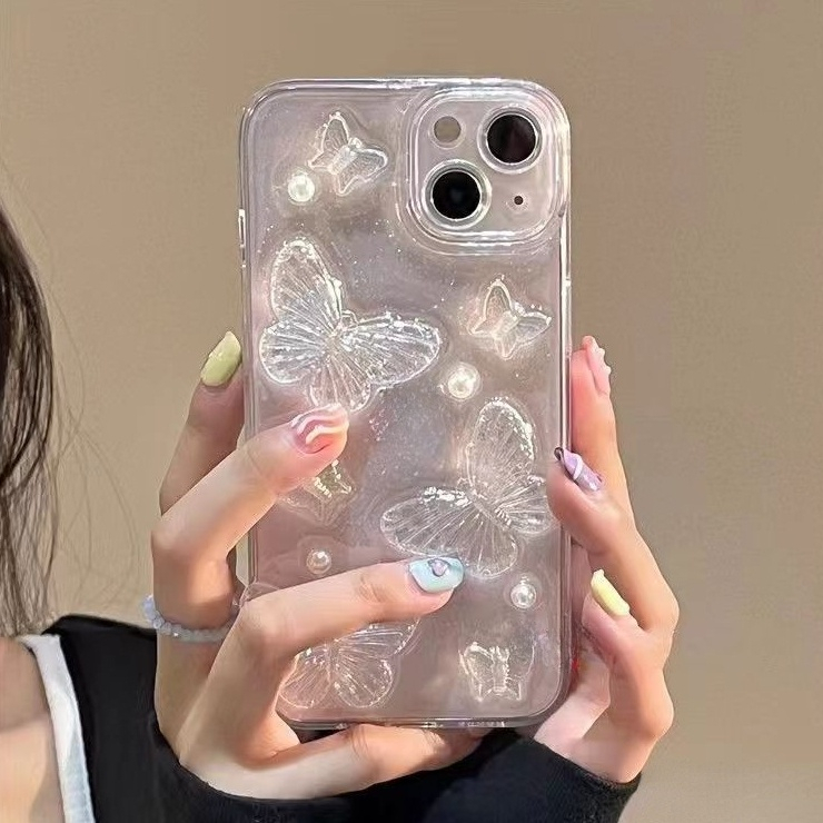 Ốp điện thoại hình bướm cho phone compatible for Iphone 14 Pro Max 13 Pro Max 12 / 11 Pro Max / Mini Xs Max Xr X 8 7Plus
