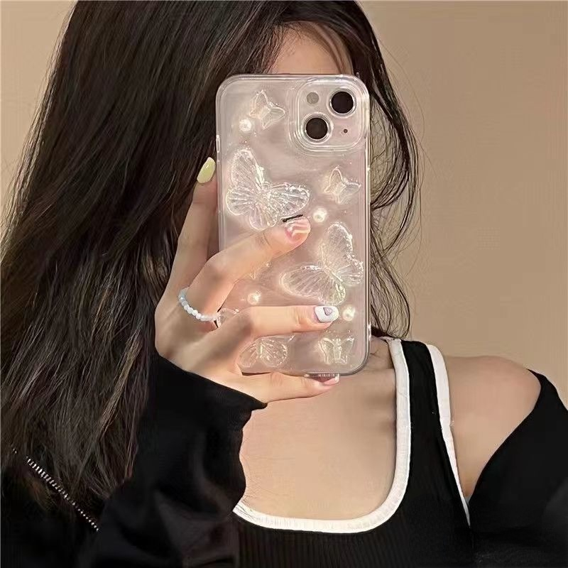 Ốp điện thoại hình bướm cho phone compatible for Iphone 14 Pro Max 13 Pro Max 12 / 11 Pro Max / Mini Xs Max Xr X 8 7Plus
