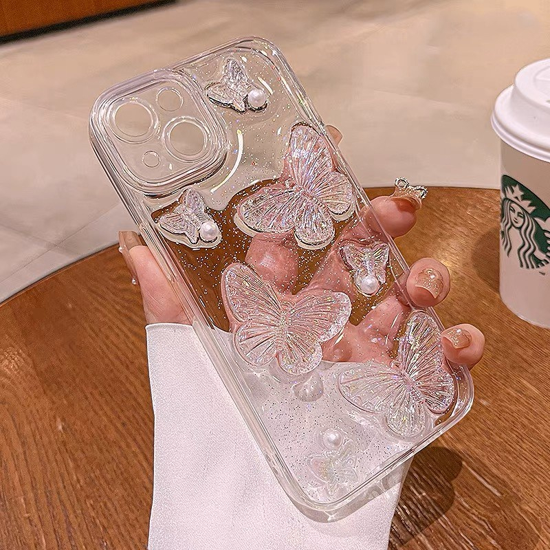 Ốp điện thoại hình bướm cho phone compatible for Iphone 14 Pro Max 13 Pro Max 12 / 11 Pro Max / Mini Xs Max Xr X 8 7Plus