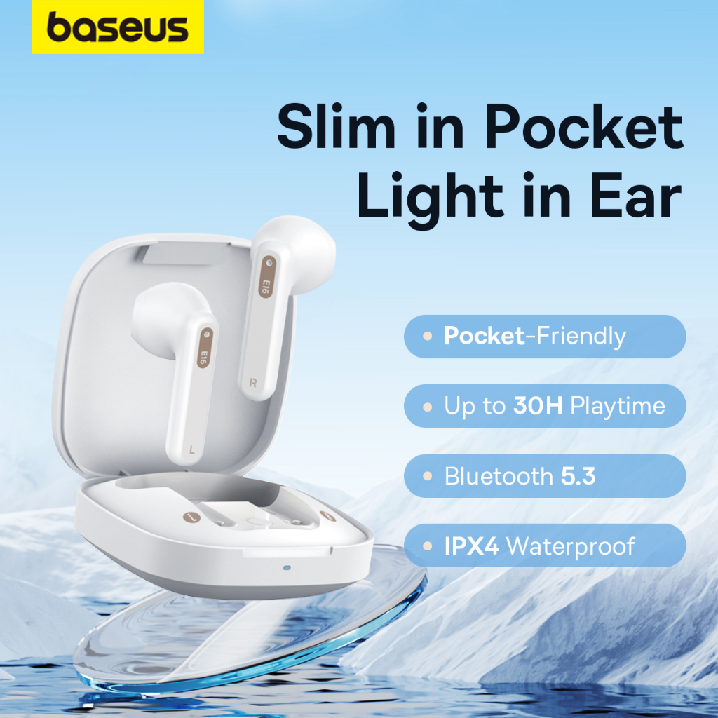 BASEUS TWS E16 Tai Nghe Nhét Tai Không Dây Bluetooth 5.3  Chống Nước IPX4 30h