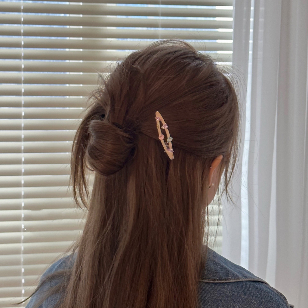 Kẹp Tóc Mái Bằng Kim Loại Đính Đá zircon Màu Kẹo Ngọt Ngào Dễ Thương