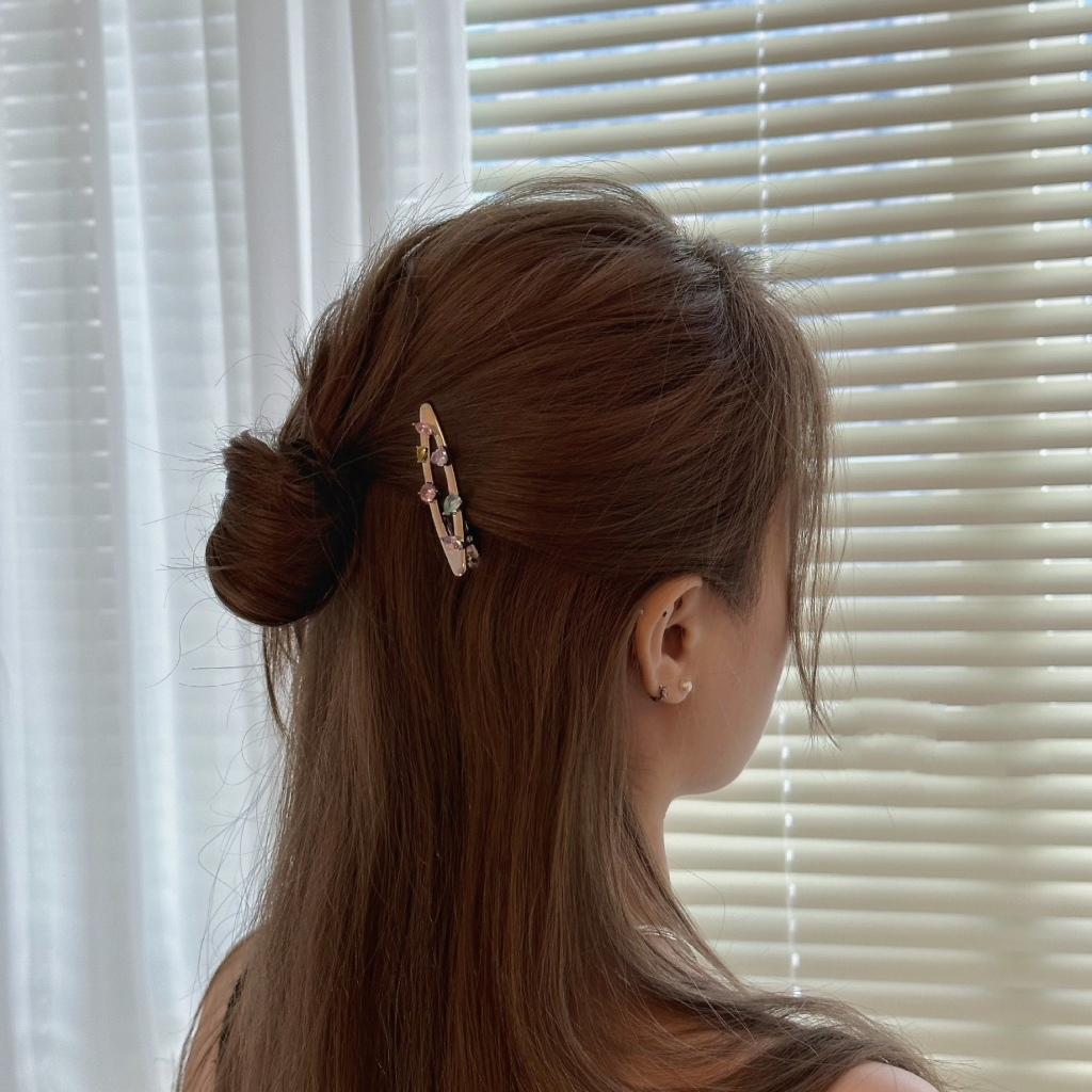 Kẹp Tóc Mái Bằng Kim Loại Đính Đá zircon Màu Kẹo Ngọt Ngào Dễ Thương