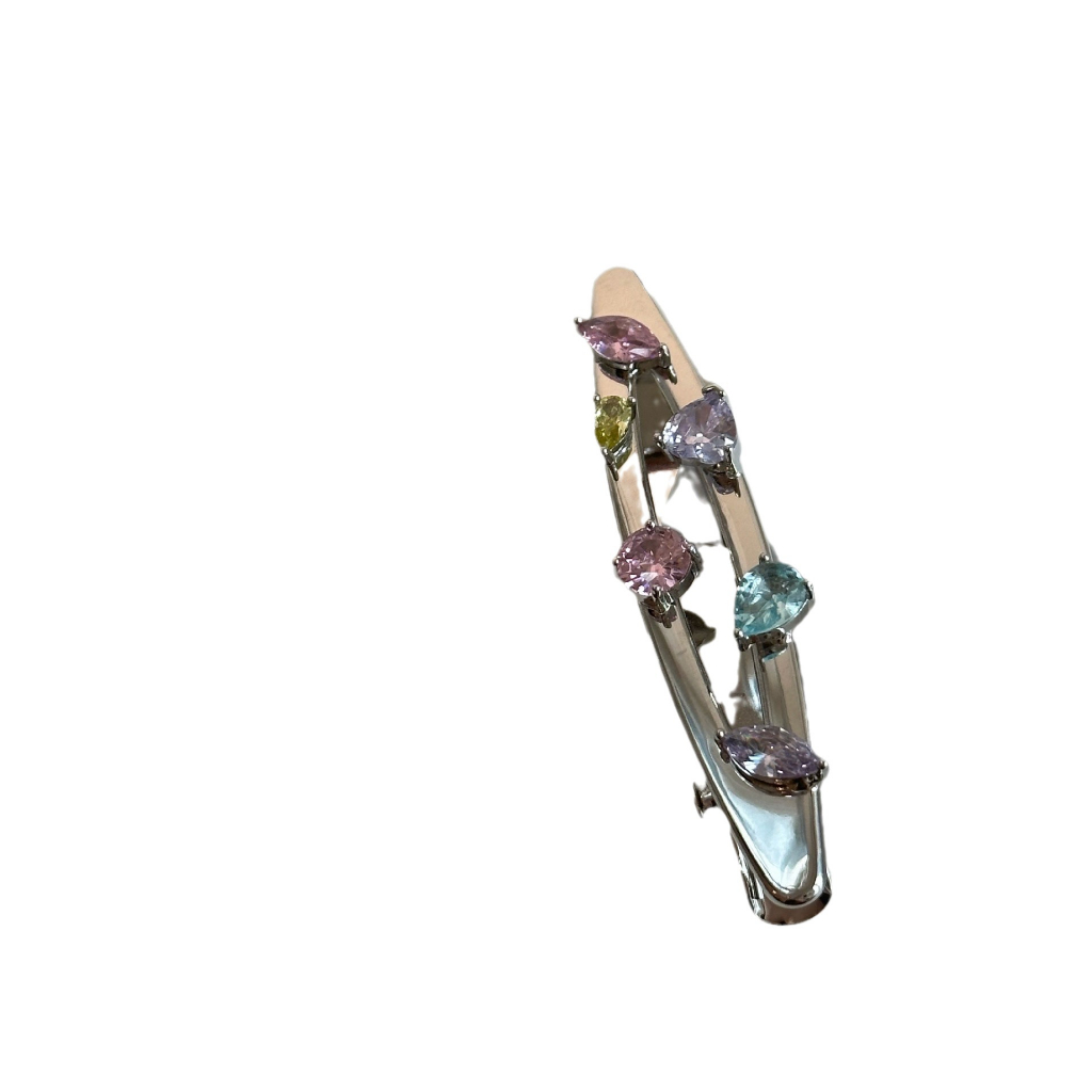 Kẹp Tóc Mái Bằng Kim Loại Đính Đá zircon Màu Kẹo Ngọt Ngào Dễ Thương