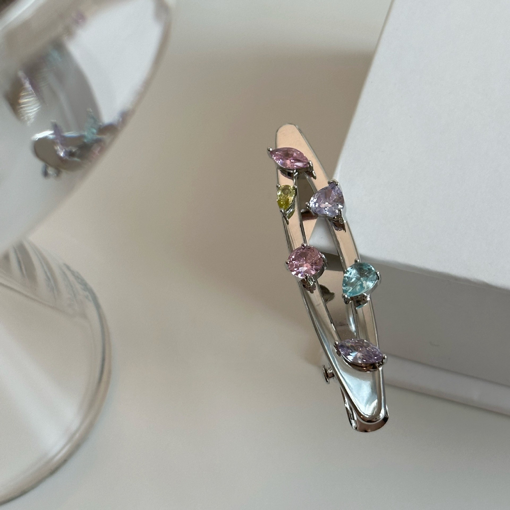 Kẹp Tóc Mái Bằng Kim Loại Đính Đá zircon Màu Kẹo Ngọt Ngào Dễ Thương