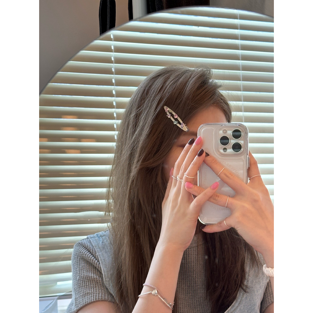 Kẹp Tóc Mái Bằng Kim Loại Đính Đá zircon Màu Kẹo Ngọt Ngào Dễ Thương