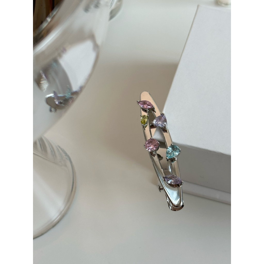 Kẹp Tóc Mái Bằng Kim Loại Đính Đá zircon Màu Kẹo Ngọt Ngào Dễ Thương