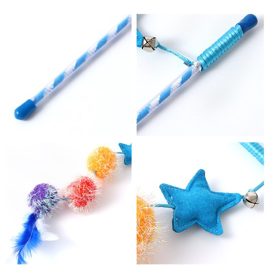 Elsabell. Đồ chơi cần câu mèo gắn lông vũ，Cần Câu Mèo Dây Thép - Đồ chơi cho mèo