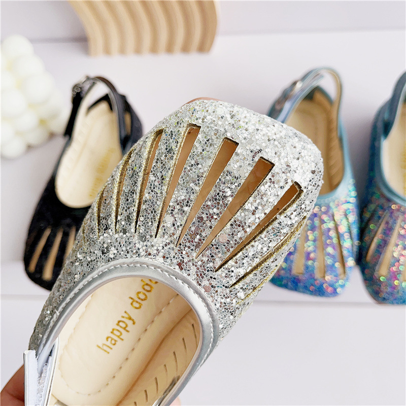 Giày Búp Bê Đế Bằng Đính Kim Sa Lấp Lánh Thời Trang Mùa Hè Phong Cách Mới Cho