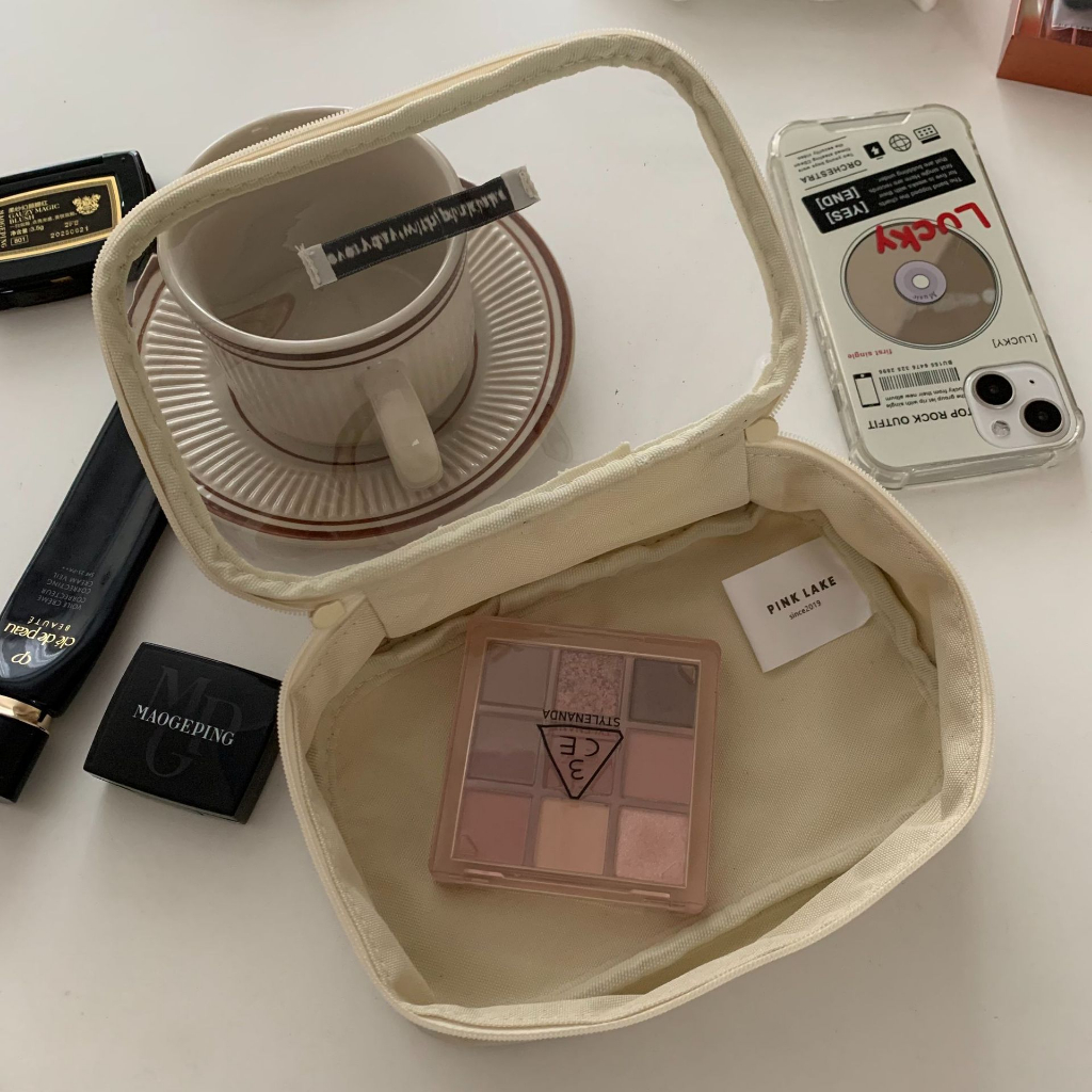 Túi Đựng Mỹ Phẩm Bằng pvc Trong Suốt In Chữ Tiếng Anh Đơn Giản