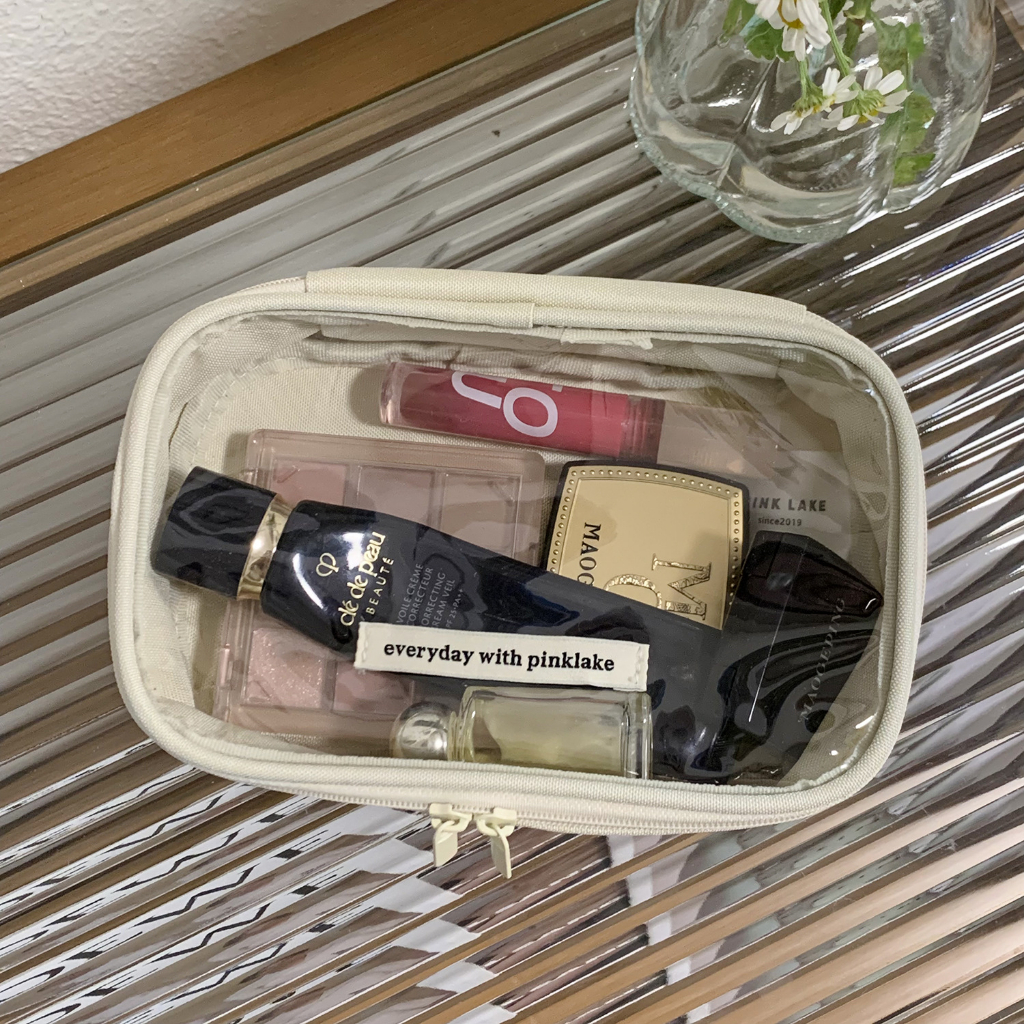 Túi Đựng Mỹ Phẩm Bằng pvc Trong Suốt In Chữ Tiếng Anh Đơn Giản