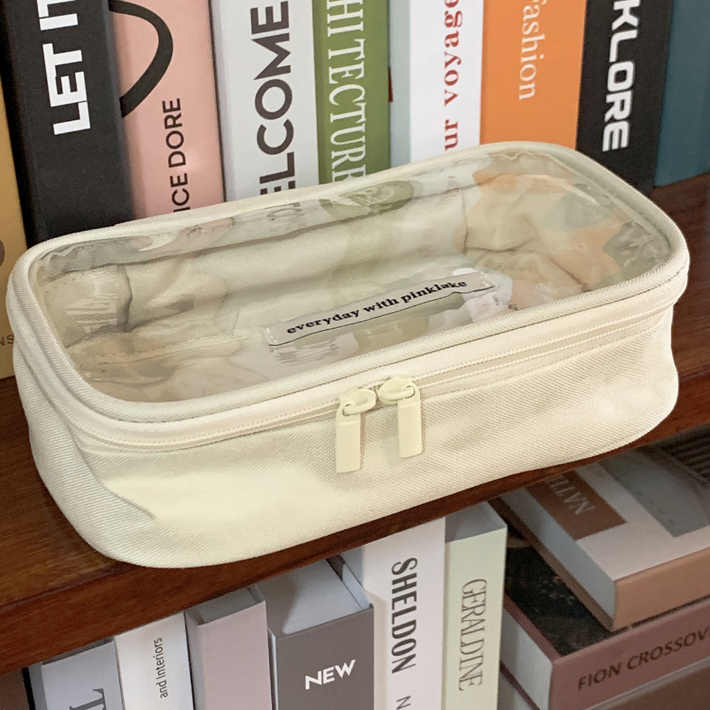 Túi Đựng Mỹ Phẩm Bằng pvc Trong Suốt In Chữ Tiếng Anh Đơn Giản