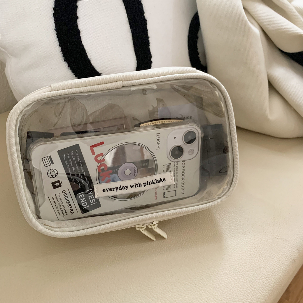 Túi Đựng Mỹ Phẩm Bằng pvc Trong Suốt In Chữ Tiếng Anh Đơn Giản