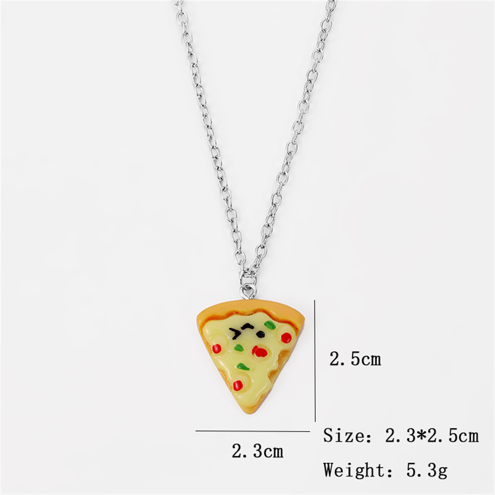 Set 6 Vòng cổ / Móc Khóa Hình Bánh Pizza 3D Dễ Thương DIY