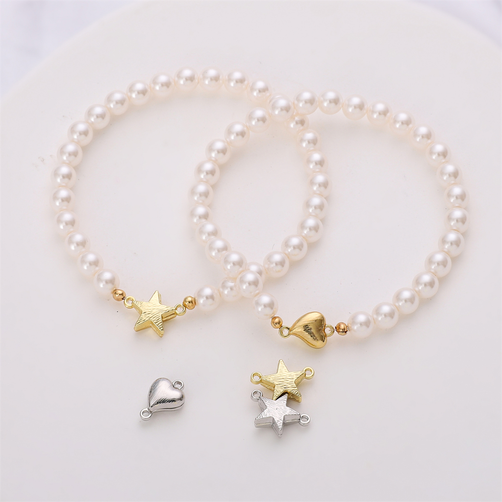 1 Khóa Nam Châm Mạ Vàng / Bạc 14k Hình Trái Tim / Ngôi Sao Năm Cánh Dùng Làm Vòng Tay / Dây Chuyền DIY