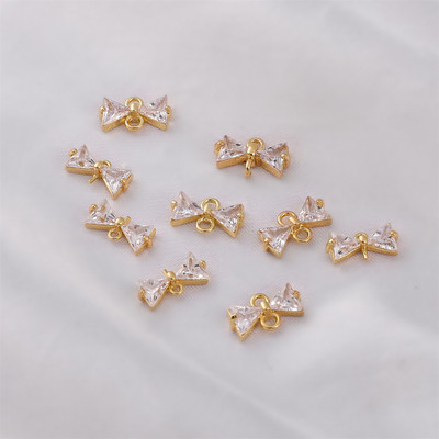 Beadia Mặt Vòng cổ Hình Nơ Mạ Vàng 14k Đính Đá zircon