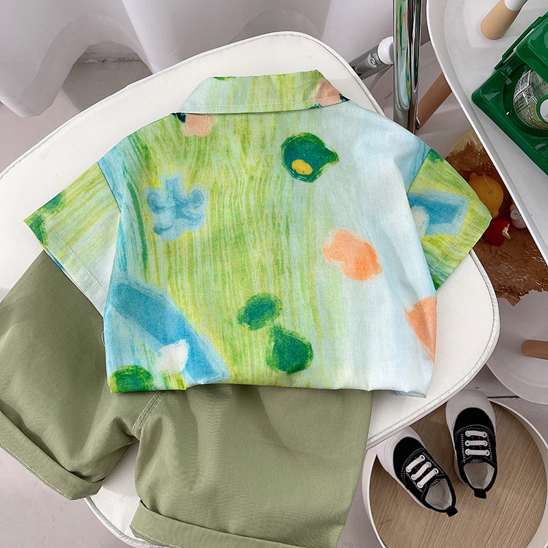 Sun baby Set Áo Thun Ngắn Tay + Quần short Thời Trang Cho Bé