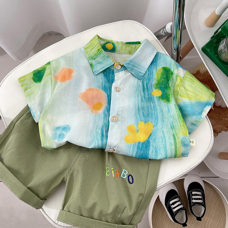 Sun baby Set Áo Thun Ngắn Tay + Quần short Thời Trang Cho Bé