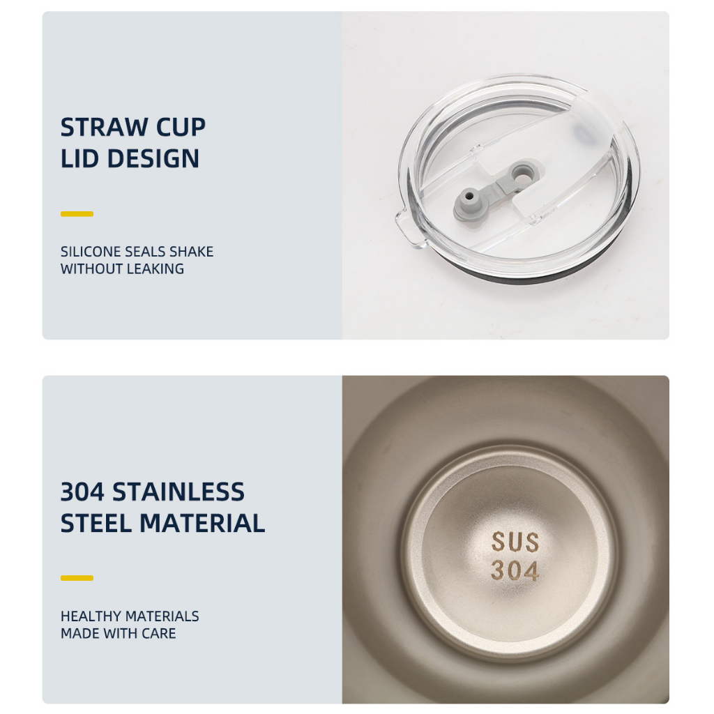Cốc Đựng Nước 900ml Bằng Thép Không Gỉ Có Nắp Kèm Ống Hút 2 Trong 1 Tiện Dụng Mang Theo Du Lịch