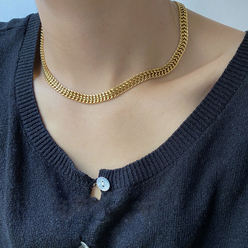 Dây Chuyền unisex Bằng Thép Không Gỉ Mạ Vàng 18k Phong Cách retro
