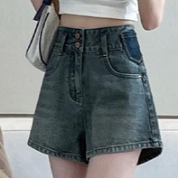 Jiashucheng Quần Short Denim Mỏng Lưng Cao Dáng Chữ a Thời Trang Mùa Hè 2023 Phong Cách Mới Cho Nữ