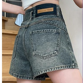 Jiashucheng Quần Short Denim Mỏng Lưng Cao Dáng Chữ a Thời Trang Mùa Hè 2023 Phong Cách Mới Cho Nữ