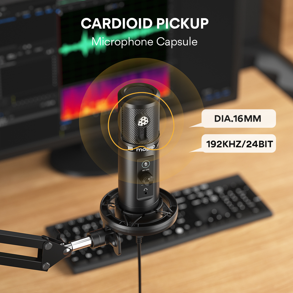 Micro Thu Âm Chuyên Nghiệp Maono AU-PM422 192KHZ / 24BIT Có Một Nút Tích Hợp Mic