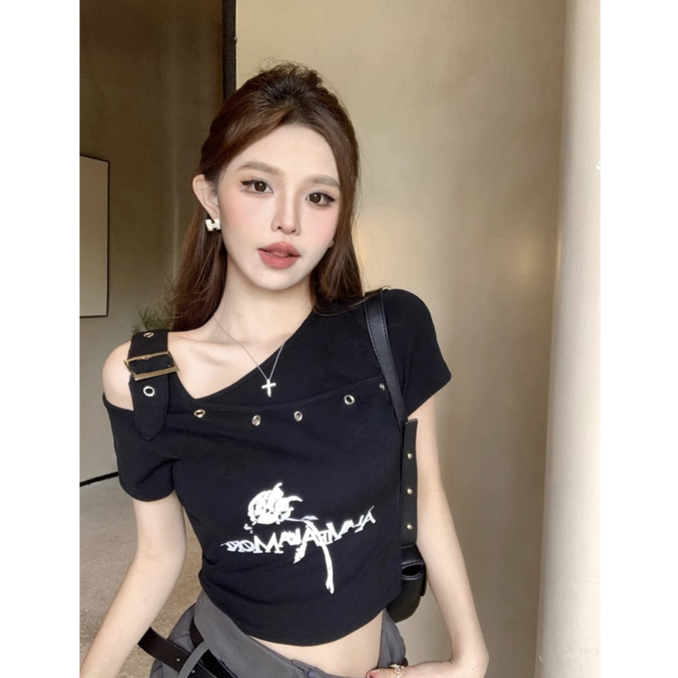 Áo Thun Tay Ngắn In Hình Hoa Hồng Thời Trang Dành Cho Nữ