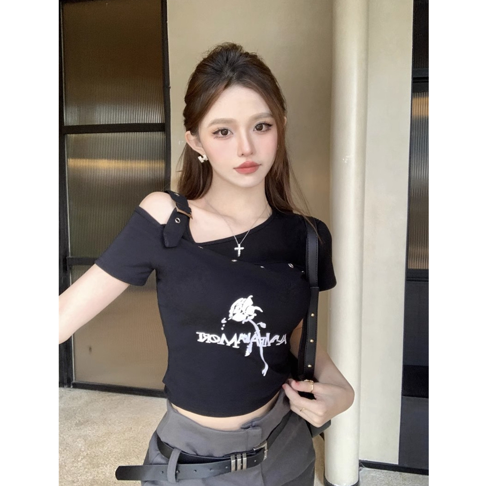 Áo Thun Tay Ngắn In Hình Hoa Hồng Thời Trang Dành Cho Nữ