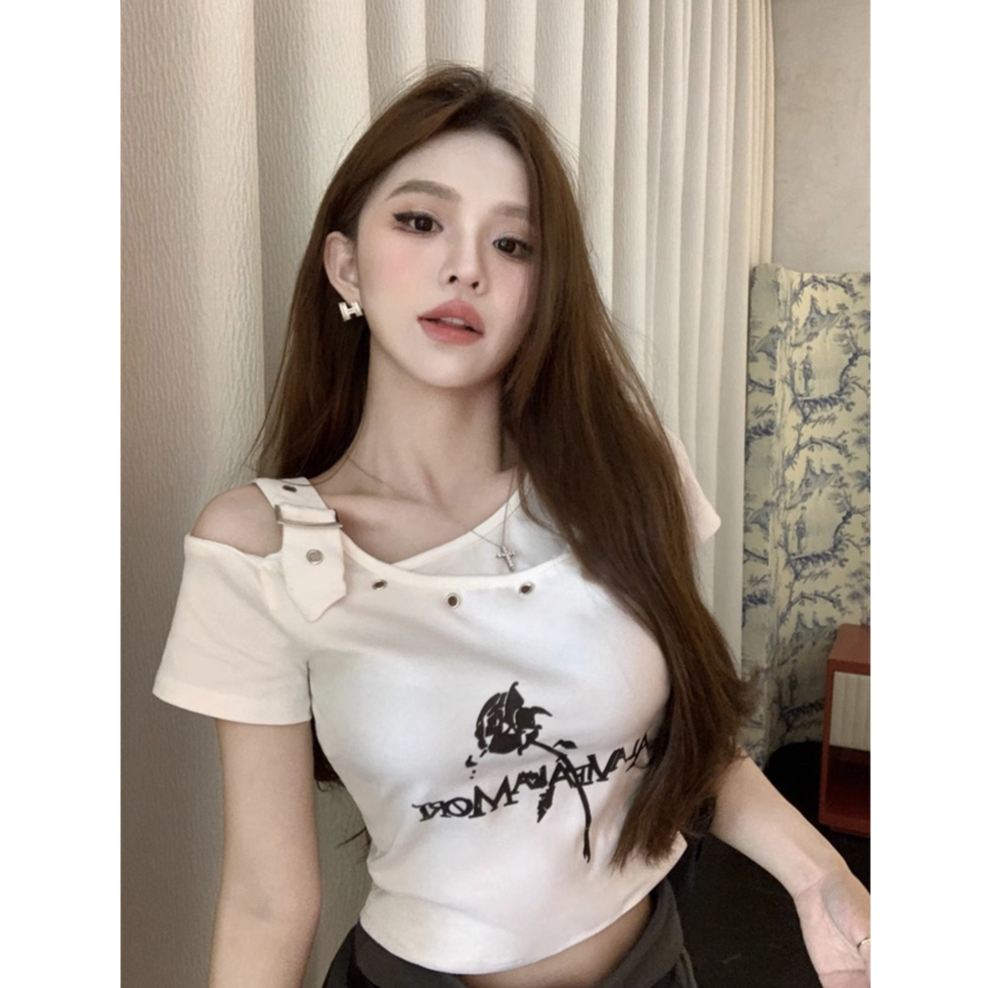 Áo Thun Tay Ngắn In Hình Hoa Hồng Thời Trang Dành Cho Nữ