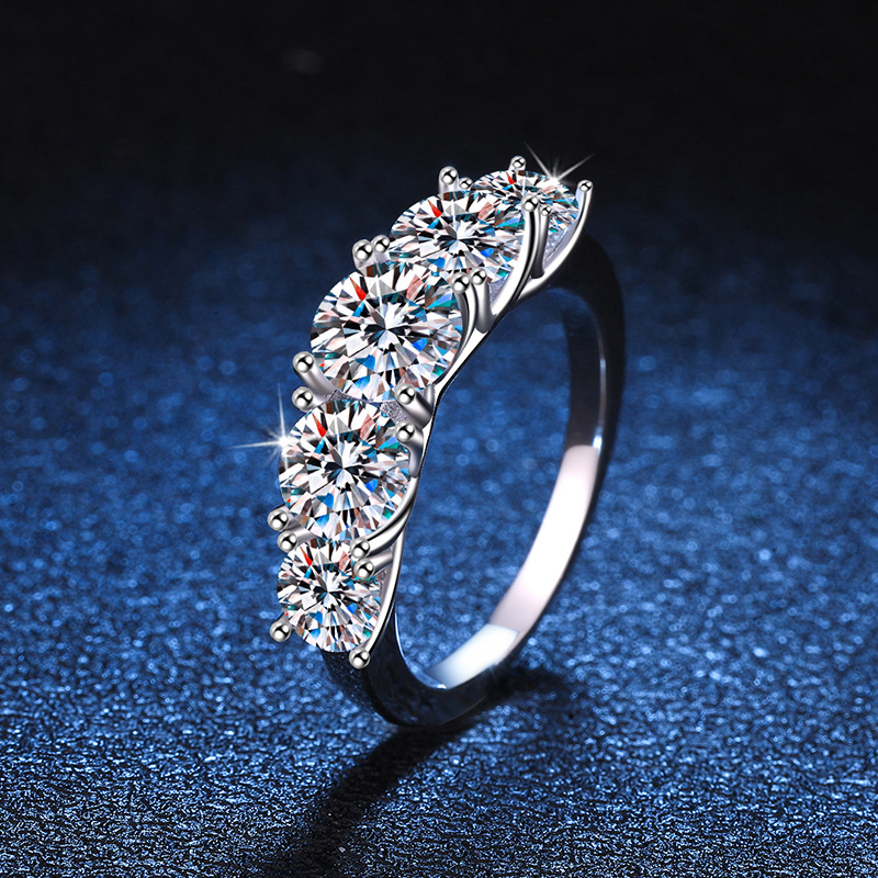 Moissanite Nhẫn Nữ 925 bạc 3,6 carat có thể kiểm tra bút kim cương với giấy chứng nhận xác định nhẫn sang trọng
