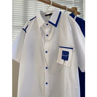 【S-2XL】Áo sơ mi nam chất lượng cao thời trang hàn quốc áo sơ mi ngắn tay cặp đôi sơ mi rời áo sơ mi cộc tay trắng nam from rộng bigsize simple áo sơ mi trắng tay ngắn fashion tiếng nhật màu đặc thiết kế chuỗi