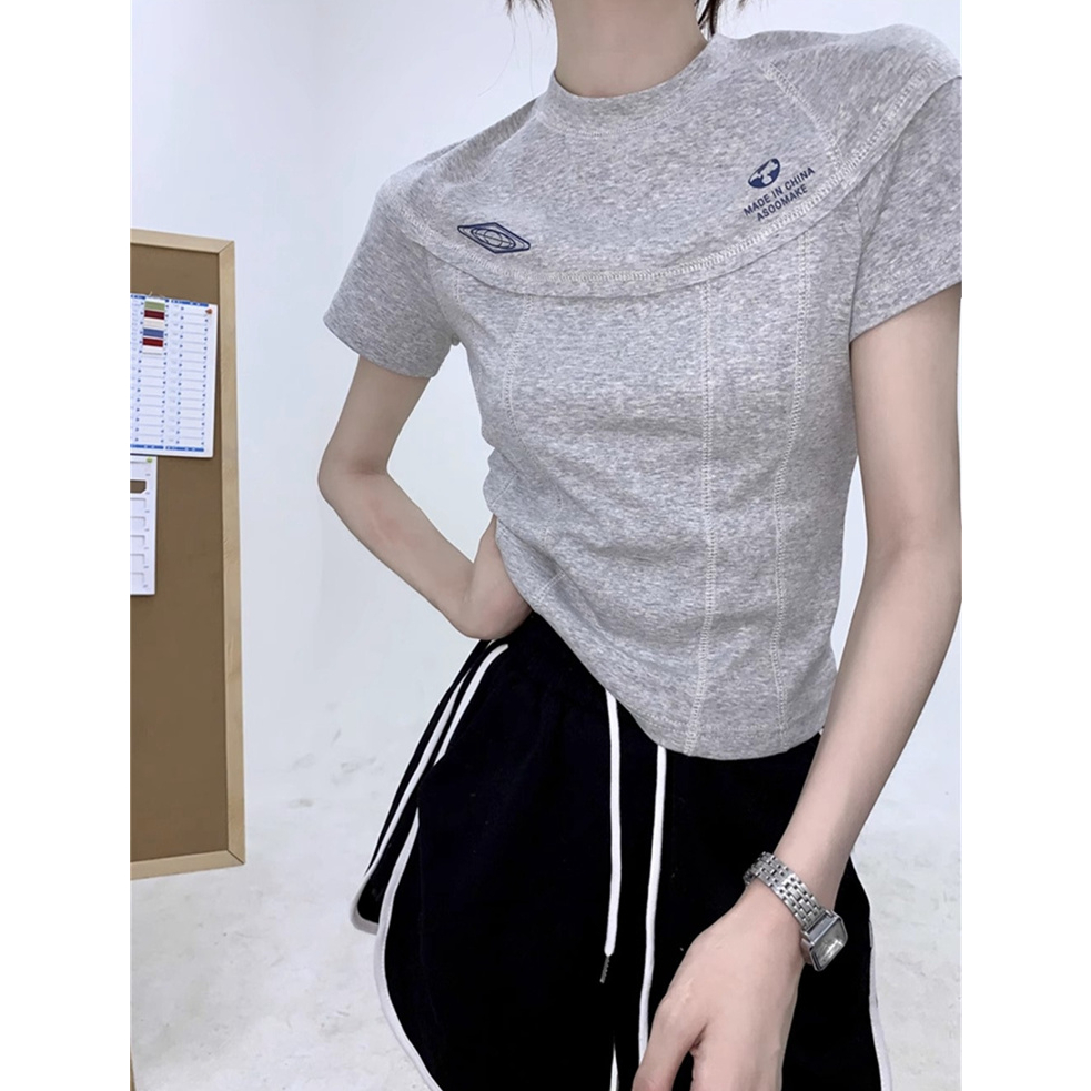 Áo Thun Tay Ngắn Cổ Tròn In Họa Tiết Phong Cách retro Mỹ