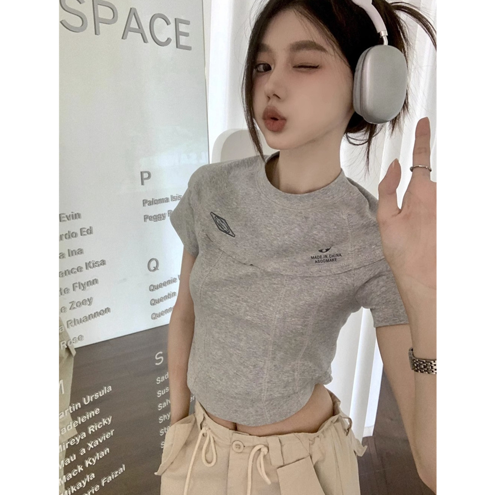 Áo Thun Tay Ngắn Cổ Tròn In Họa Tiết Phong Cách retro Mỹ