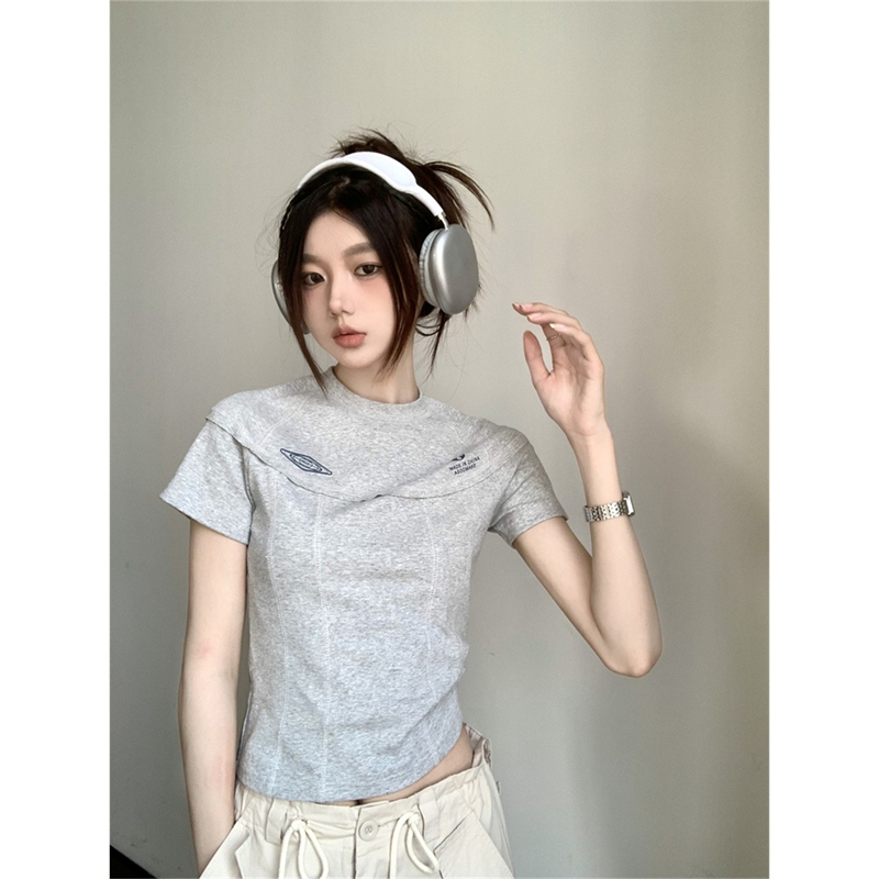 Áo Thun Tay Ngắn Cổ Tròn In Họa Tiết Phong Cách retro Mỹ