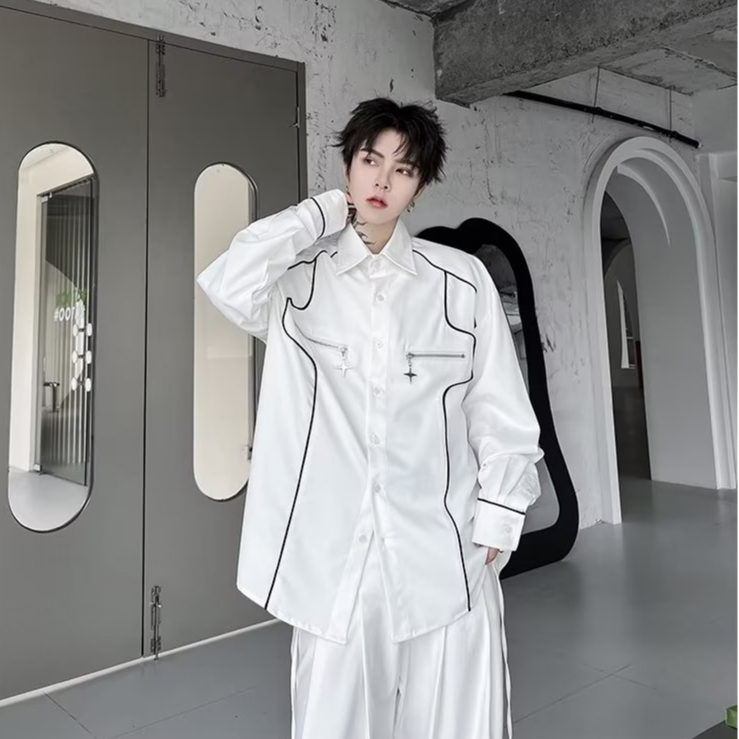 Áo sơ mi dài tay thiết kế trẻ trung giản dị thời trang dành cho nam fashion áo sơ mi nam dài tay  hàn quốc áo nam đẹp from rộng simple top sơ mi trắng nam