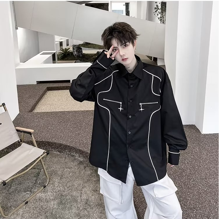 Áo sơ mi dài tay thiết kế trẻ trung giản dị thời trang dành cho nam fashion áo sơ mi nam dài tay  hàn quốc áo nam đẹp from rộng simple top sơ mi trắng nam