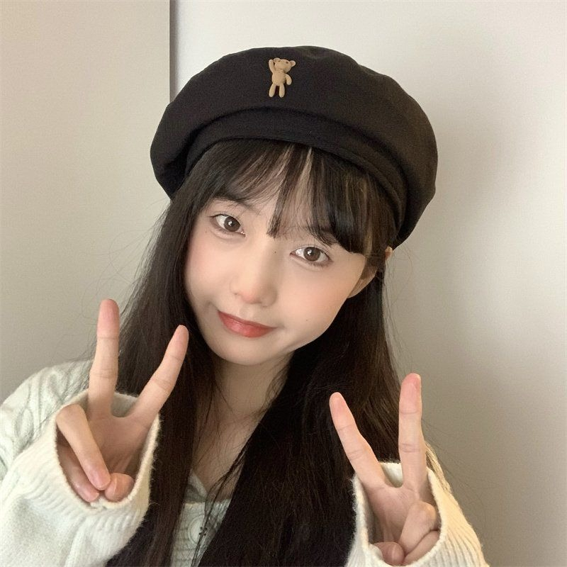 Mũ Beret Hình Gấu Nâu Thời Trang Thu Đông Phong Cách Mới Cho Nữ