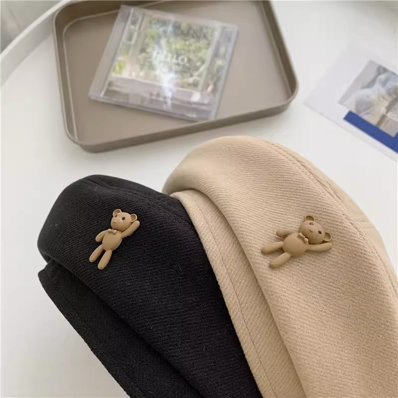 Mũ Beret Hình Gấu Nâu Thời Trang Thu Đông Phong Cách Mới Cho Nữ