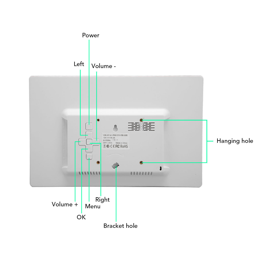 ▲ Khung Ảnh Kỹ Thuật Số 12.1in Màn Hình LCD 1280x800 Máy Quảng Cáo HD Cho Âm Nhạc Video Màu Trắng 100‑240V